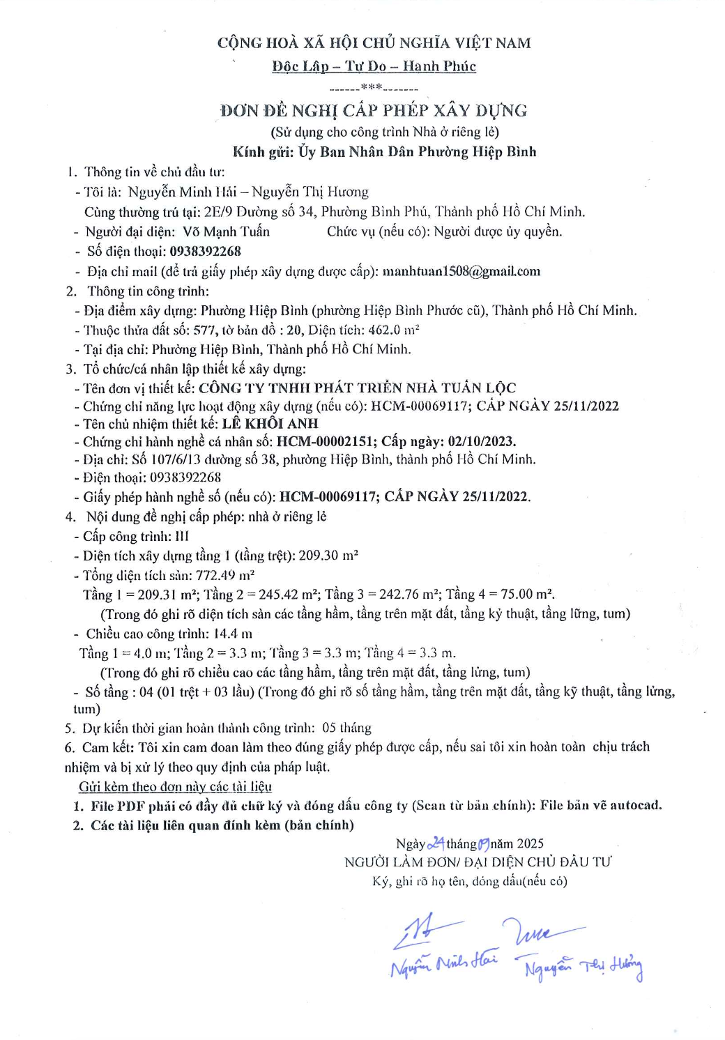 DỊCH VỤ XIN PHÉP XÂY DỰNG TẠI THUẬN AN, BÌNH DƯƠNG 2 Đơn đề nghị xin phép xây dựng