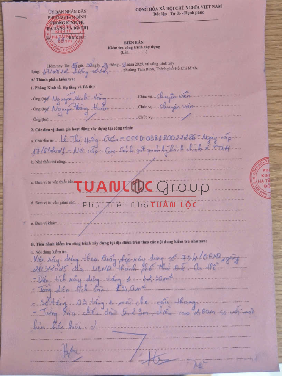 Dịch vụ hoàn công nhà TP Thủ Đức trọn gói, chuyên nghiệp 2025 2 Biên bản nghiệm thu công trình