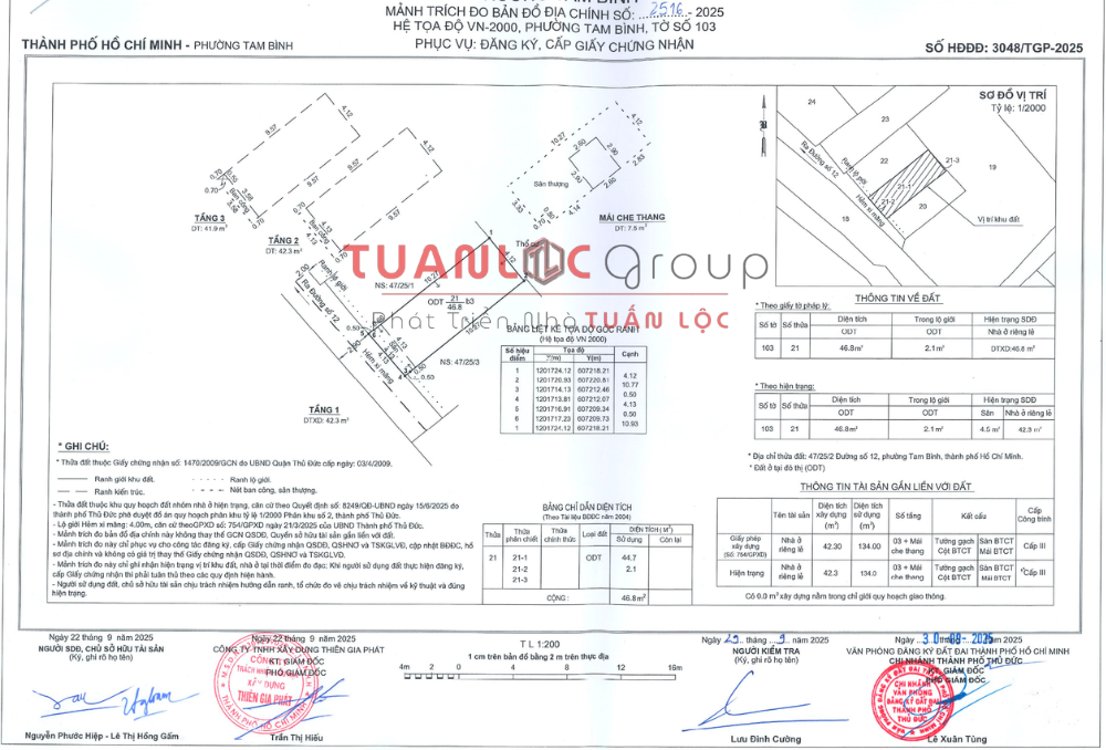 Đo vẽ, Đo Đạc nhà đất TP.HCM, Nhanh Chóng, Chính Xác, Tiết Kiệm 6 Bản vẽ hiện trạng hoàn công phường Tam Bình