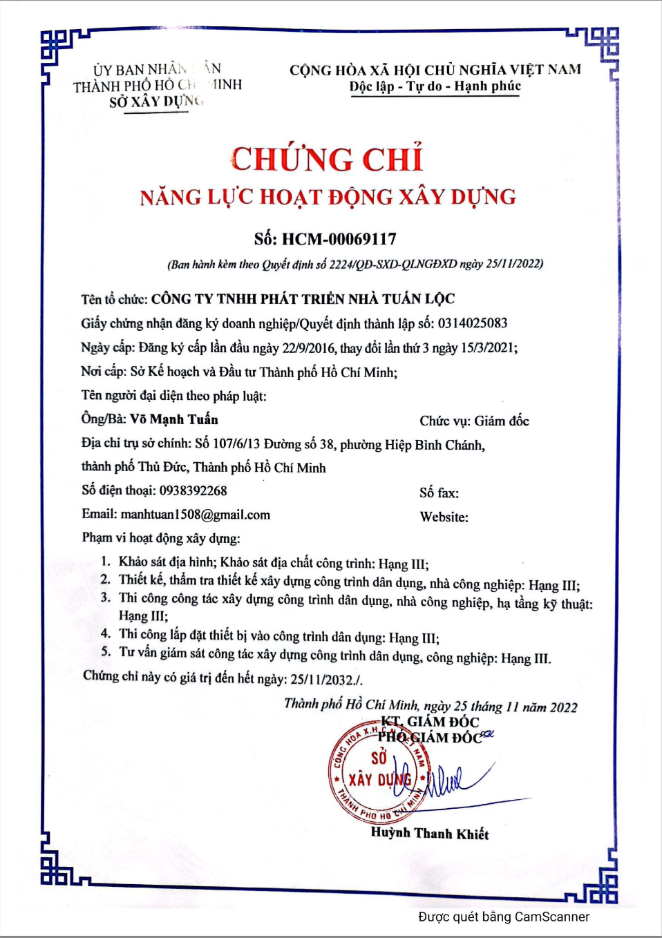 GIỚI THIỆU 4 Chứng chỉ năng lực công ty Tuấn Lộc